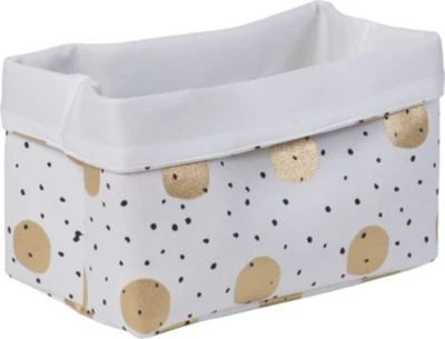 CHILDHOME Korb Canvas, Punkte Gold, Weiß, 32x20x20 Cm