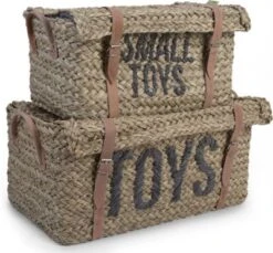 CHILDHOME Aufbewahrungsbox Mit Gurt, Rattan, 2er Set