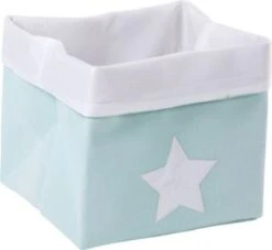 CHILDHOME Korb Canvas, Mint/weiß, 32x32x29 Cm