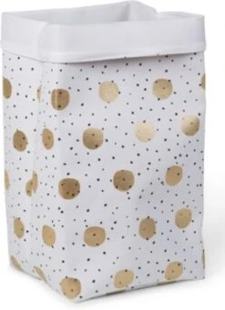 CHILDHOME Korb Canvas, Punkt Gold, Weiß, 32x32x60 Cm