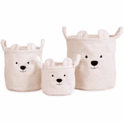 CHILDHOME 3er Korb Set Teddy Altweiß