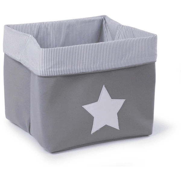 CHILDHOME Aufbewahrungsbox Grau Streifen 32 X 32 X 29 Cm