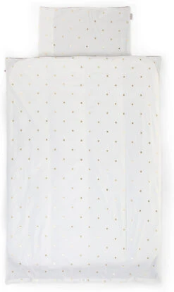 Childhome Kinderbettwäsche, Punkte Gold, Weiß, 100 X 140 + 40 X 60 Cm