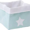 Childhome Korb Canvas, Mint/weiß, 32x32x29 Cm