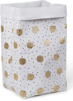 Childhome Korb Canvas, Punkt Gold, Weiß, 32x32x60 Cm