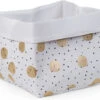 Childhome Korb Canvas, Punkte Gold, Weiß, 32x32x29 Cm
