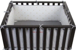 Childhome Laufgitterschutz, Punkte Gold, Grau/weiß, 340x35 Cm