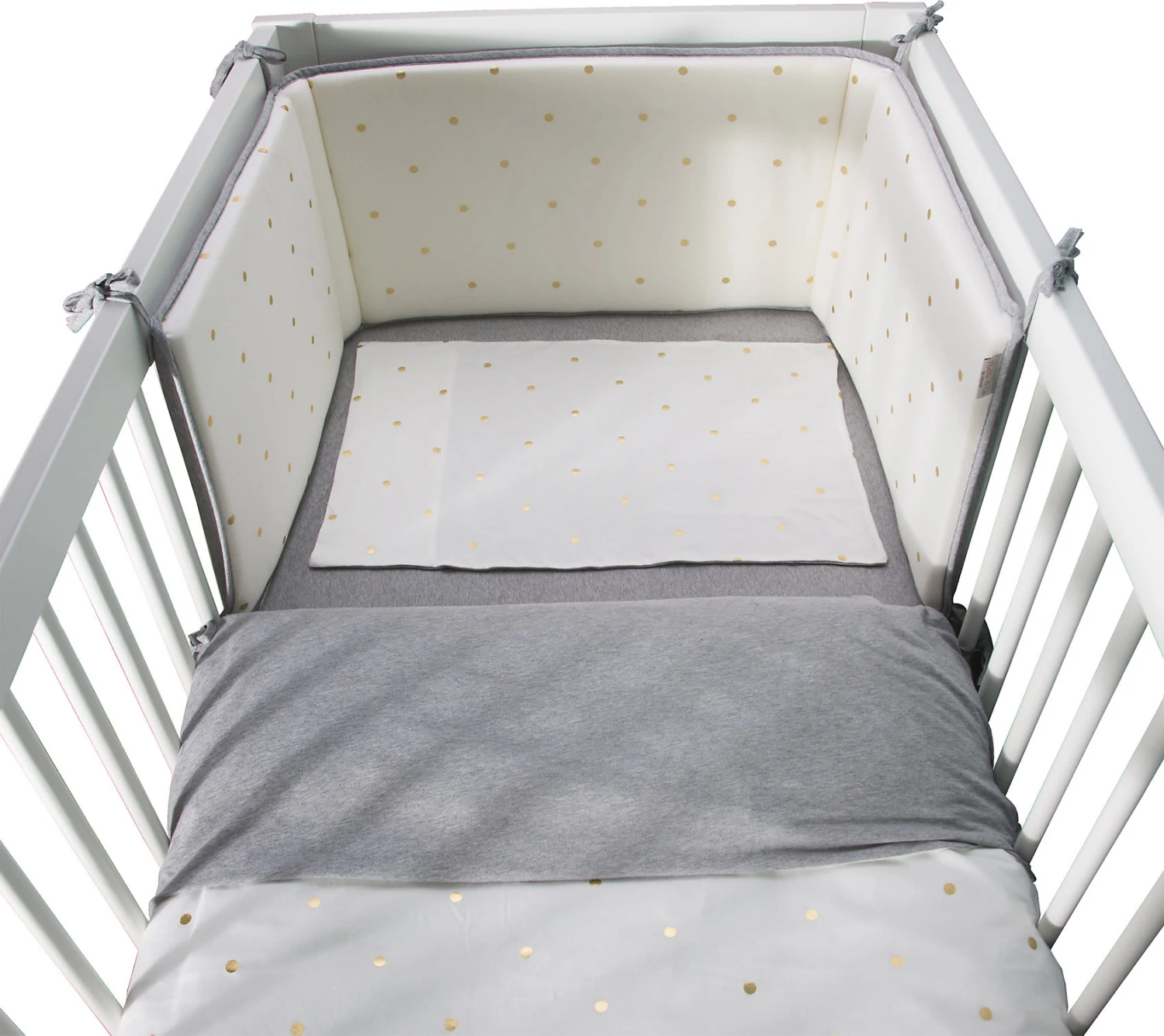 Childhome Nestchen, Punkte Gold, Grau/weiß, 35x170 Cm – Bild 3