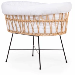 CHILDHOME Rattan Wiege Mit Metallbeinen Inkl. Matratze Und Nestchen