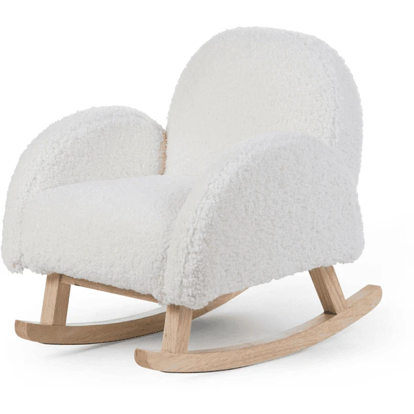 CHILDHOME Schaukelstuhl Für Kinder Teddy Weiß